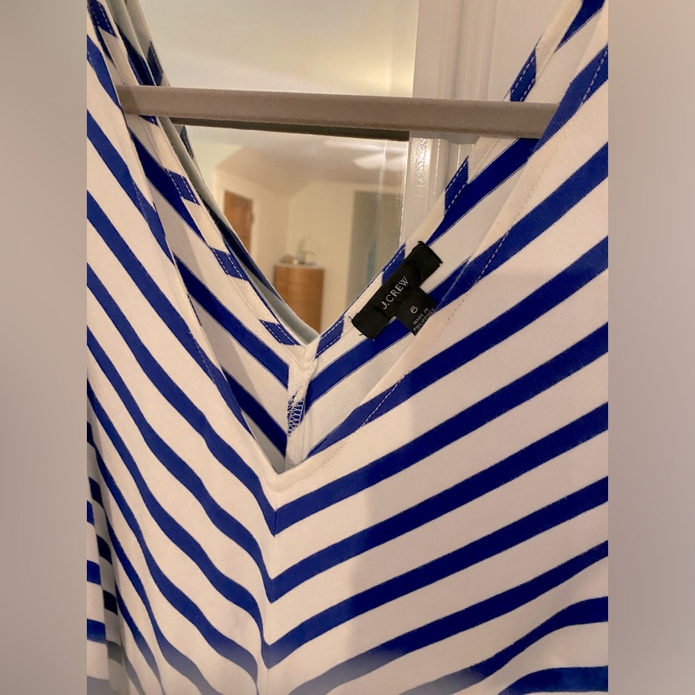 J. Crew Blue & White Striped Wide Leg Romper - Picture 5 of 6
